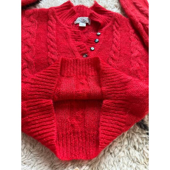 Vintage CABIN FEVER Mohair Cable Knit Sweater red Womens - Picture 15 of 16